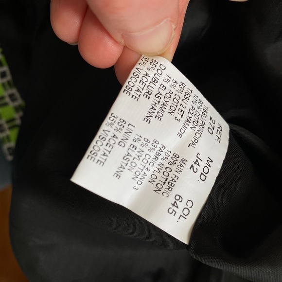 Carven Knit Pencil Skirt Women Size 36 Kiwi Green Black Textured - Picture 12 of 12